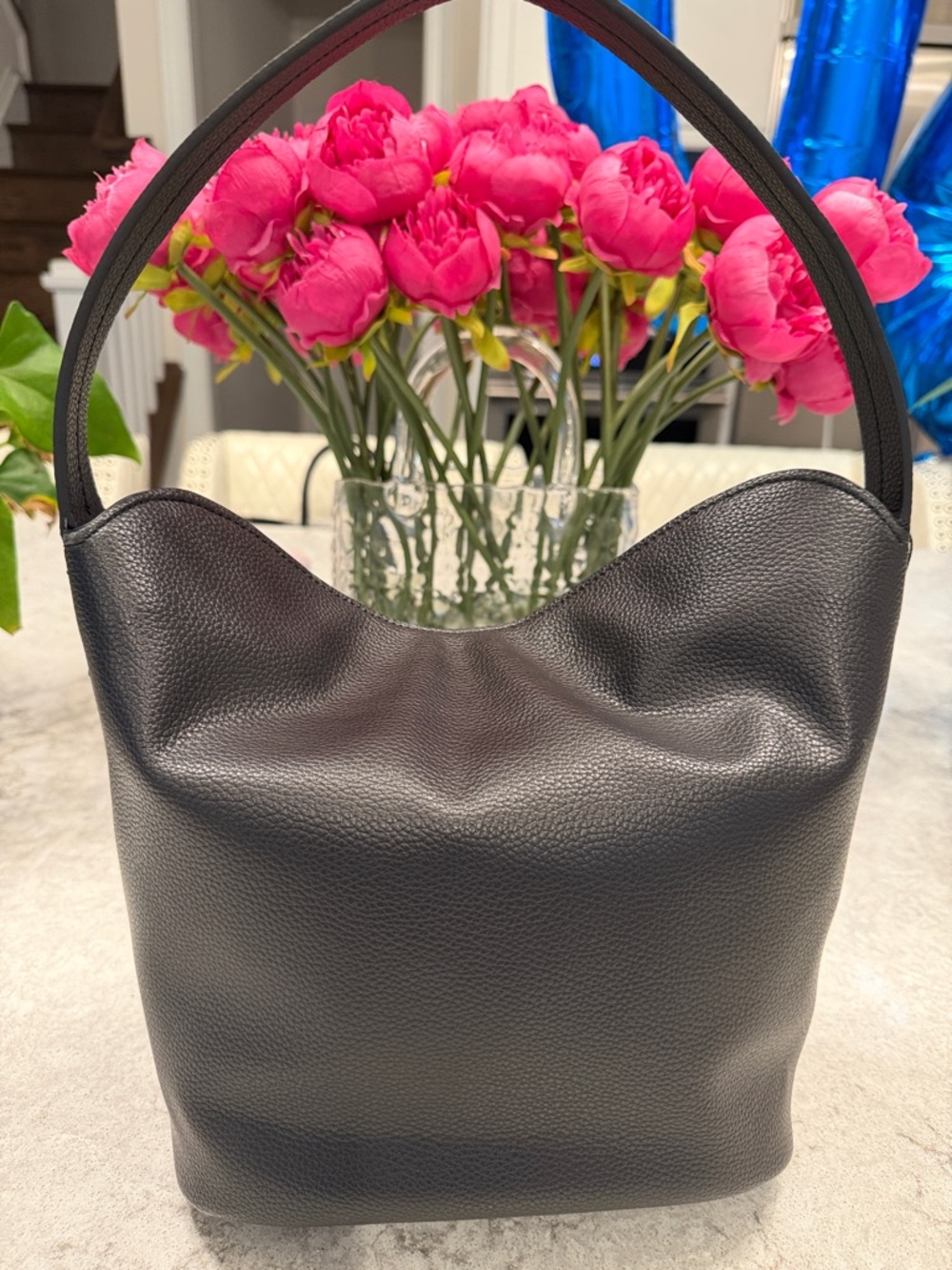 Vera Bradley Black Pebbled Leather Shoulder Bag